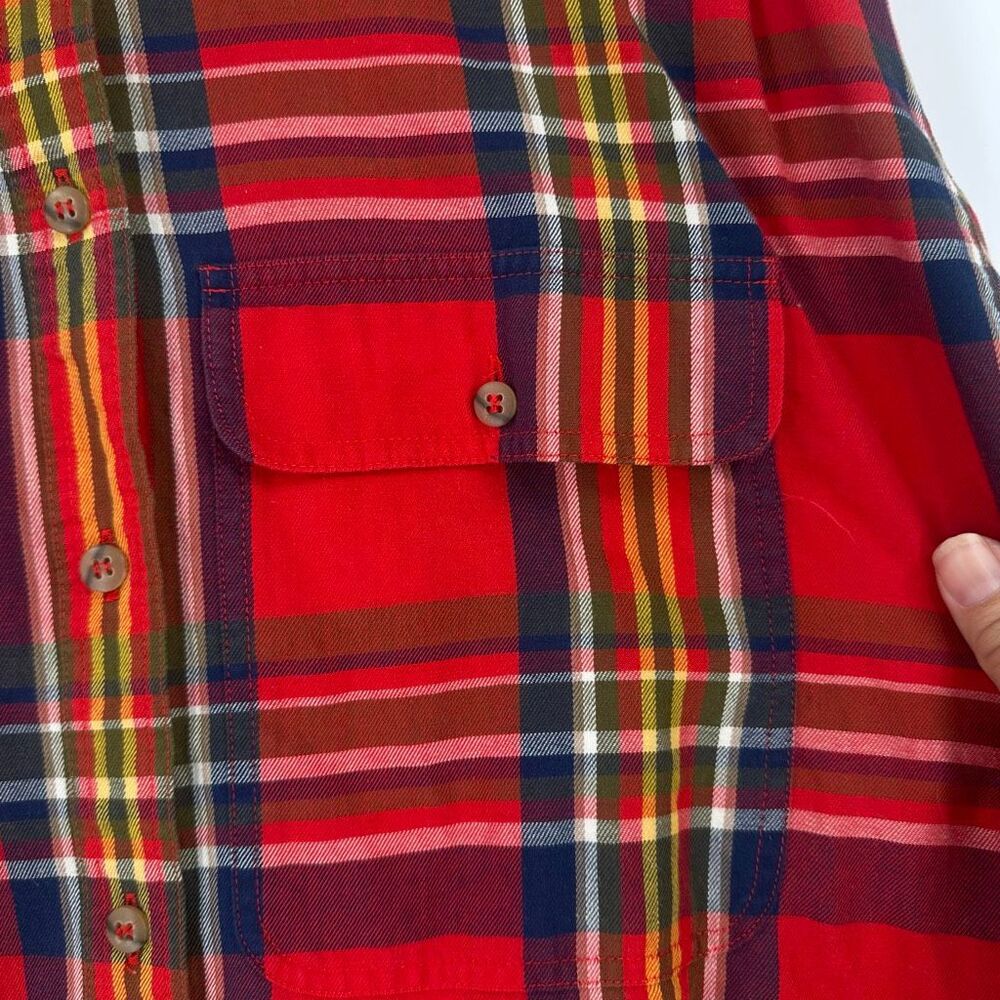 Liz‎ Claiborne Sport Vintage Tartan Plaid Button Down Shirt Size M Red Classic - Picture 5 of 11